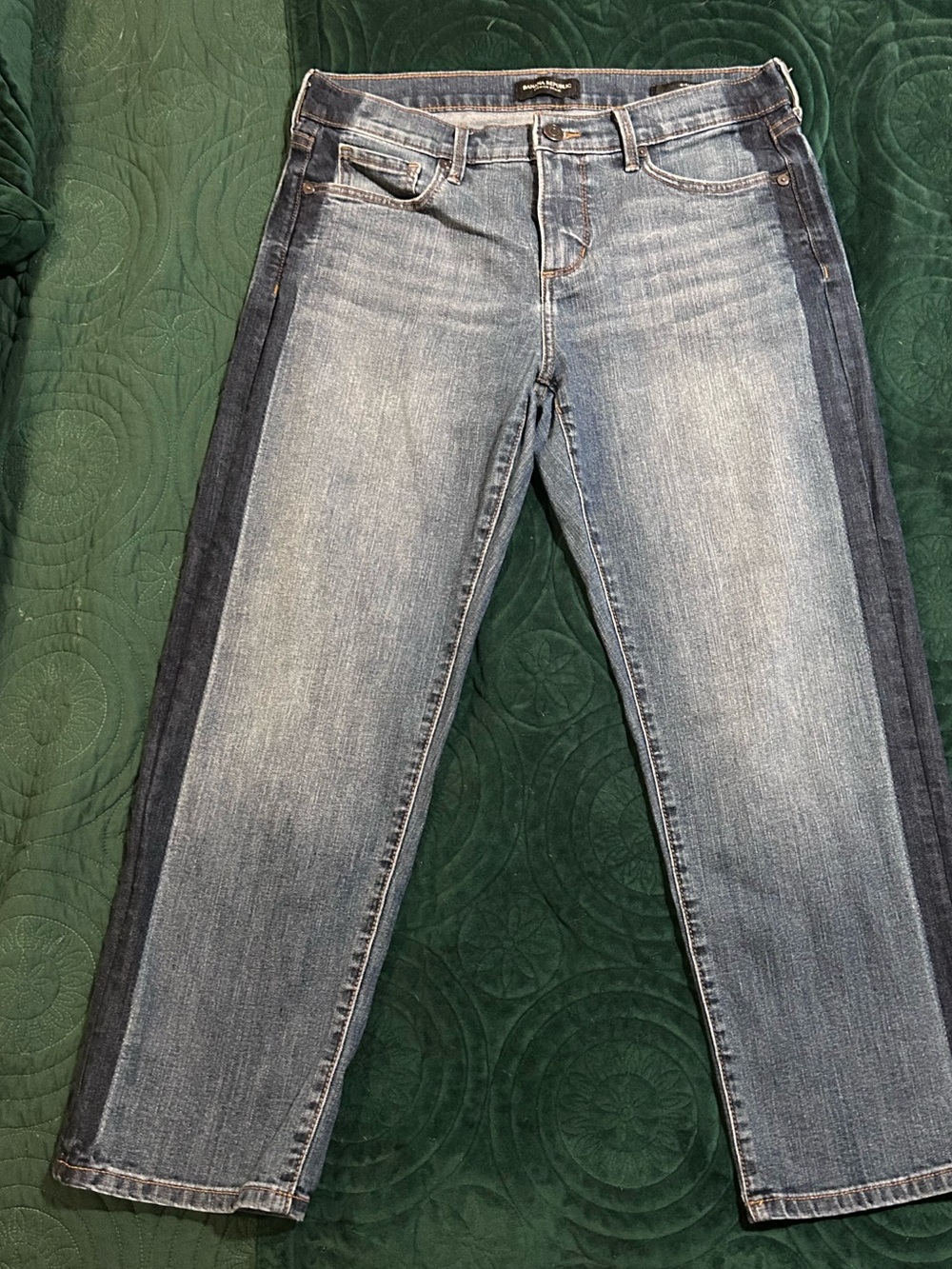 Banana Republic Two-Tone Light and Dark Blue Ankle Jeans